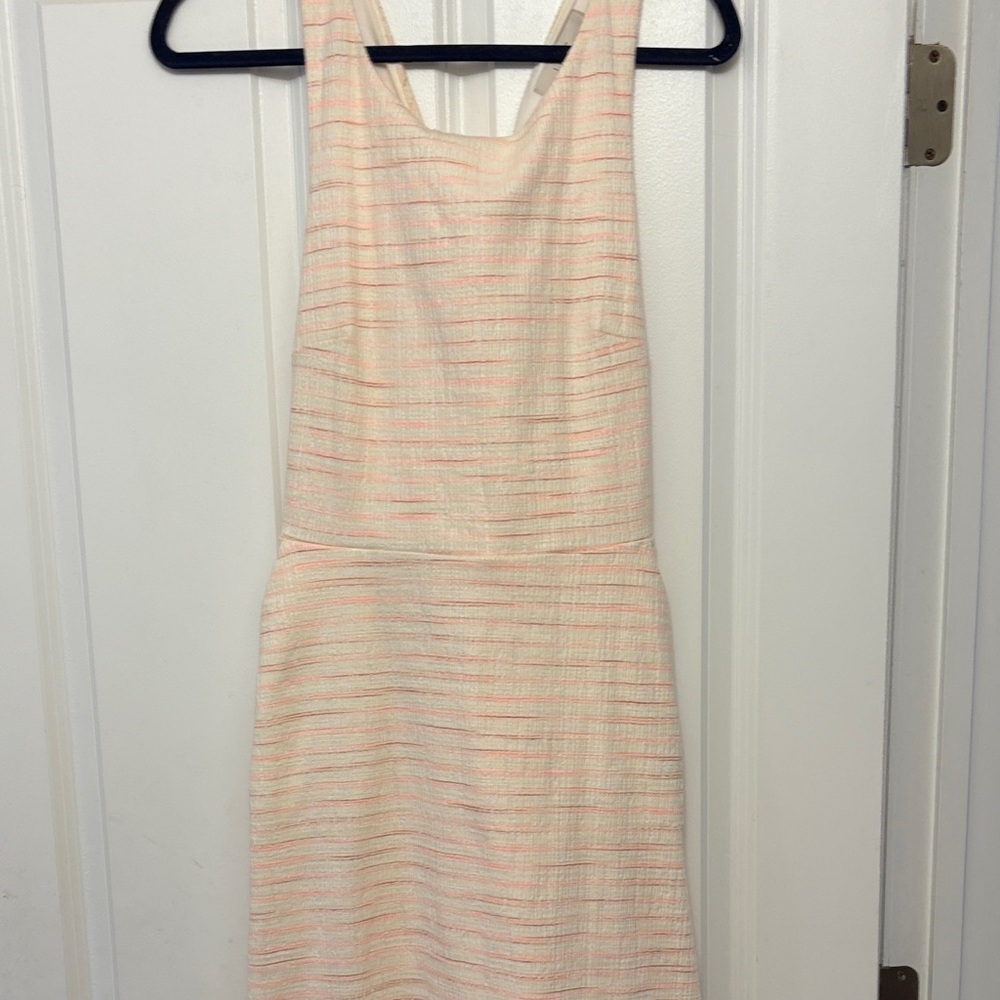 Like New Loft Cream and Pink Striped Dress